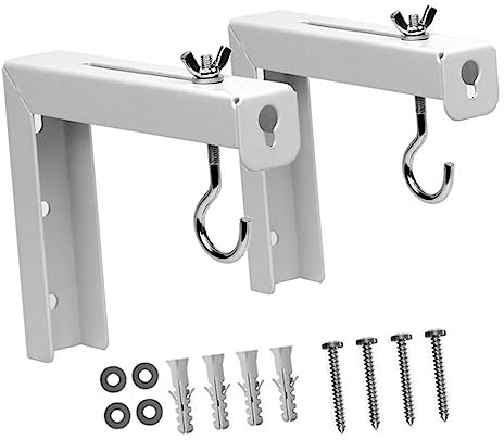 HOMSFOU Metal Wall Mount Brackets White Finish for Projector Screen and Easy to Install Design 2pcs with Stable Support Suitable for Presentations and Home Use