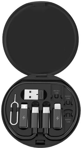 Vroxdrez® Kit Adattatore di Ricarica USB a USB-C 60W con Cavo 0.3m Convertitore Multi Porta OTG Compatibile con iPhone 16 15 Pro Max Plus Galaxy S25 Android iOS Dispositivi (A)