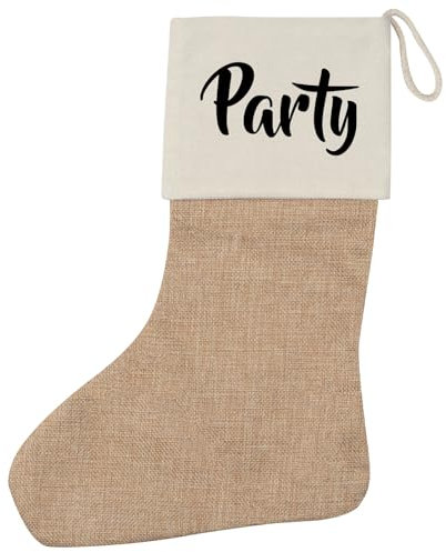 Huuraa Weihnachtsstrumpf Party Schriftzug Geschenk Beige Jute Party Geschenkidee