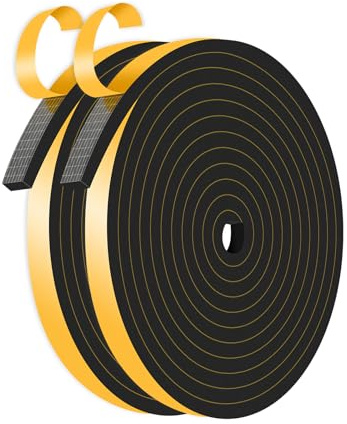 Weather Stripping Door Seal,Weather Stripping,Soundproof,Cold Insulation,High Density CR Foam Insulation Tape for Door, Front Door Frame, Windows,Sliding Door (Black, 1/2 in x 1/4 in x 26Ft)