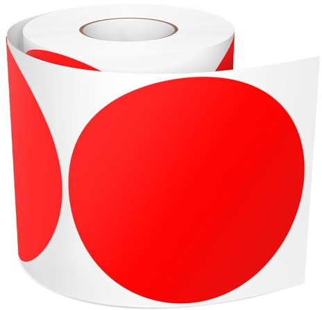 300 Stück Runde Aufkleber Rote 100 mm Klebepunkte Groß Vinyl-Etiketten | Markierungspunkte, Punktaufkleber, Farbkodierung, Selbstklebend, Wasserfeste Sticker für Umzüge, Schulen und Lagerhäuser