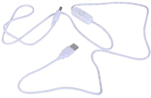 Aurgiarme Cable USB USB a CC de 5,5 x 2,1 mm con interruptores de encendido y apagado, cable USB con control de alimentación USB a cable de alimentación de 5 V