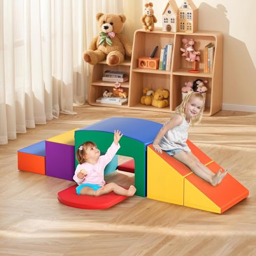 CUPCHID Klettergerüste für Kinder,Soft Play Schaumstoff Bausteine Kinder,Softbausteine Klettern Riesenbausteine,Kletterspielzeug für Kleinkinder von 1–3 Jahren（JM-98729）