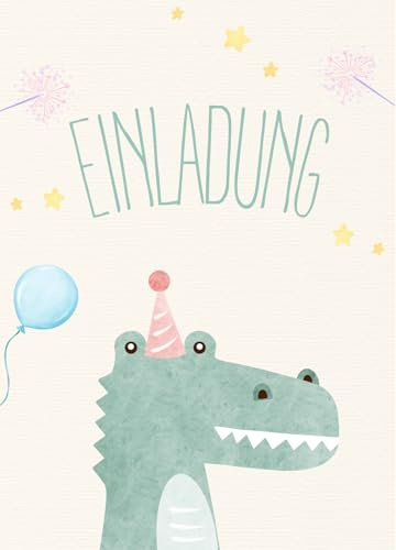 ZETTMANN Süße Krokodil Einladungskarten Kindergeburtstag Mädchen & Jungen - 10er Set Einladung zum Geburtstag oder Einschulung - Einladungskarten - Premium Geburtstagseinladungen