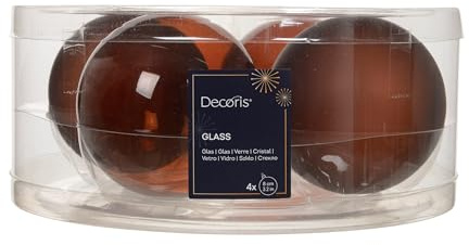 Bolas de Navidad de vidrio de 8 cm, 4 unidades - mate y brillante transparente - Grandes bolas para el árbol de Navidad para Navidad - Adornos para el árbol de Navidad y decoración para el árbol de