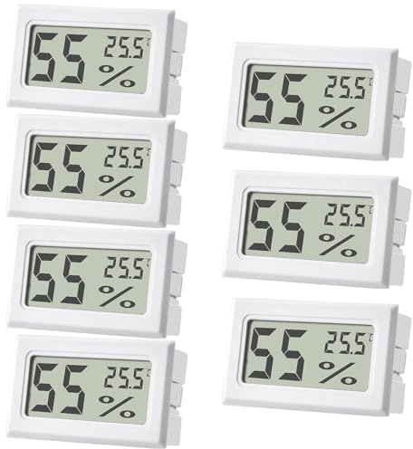 7 Pack Mini Hygrometer Indoor Humidity Meter, with Large LCD Display, Mini Digital Thermometer Humidity Gauge Meter, Indoor Thermometer Hygrometer Monitor for Home, Office, Greenhouse (White)