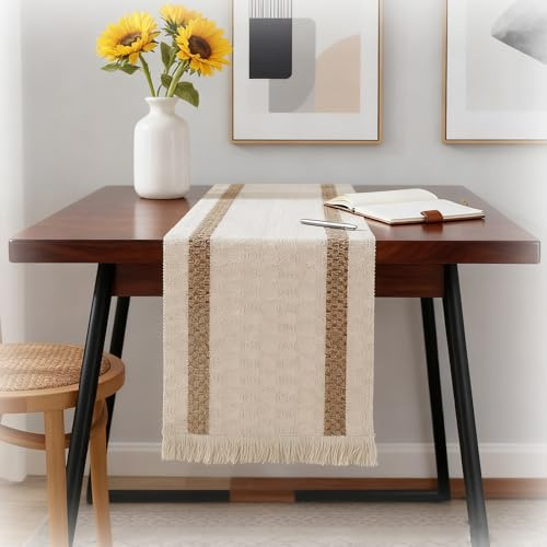 Boho Table Runner Decoration, Suitable for Coffee Table Runners for Dining Tableis, Sideboard With Home Holiday Party Decor,Linen Lines Kitchen Dining Room Bedroom Dresser Rustic Home Decor(30*183CM)