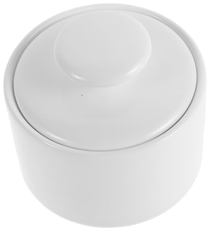 FONDOTIN Zuccheriera e Tenuta Interna Eccellente da 170ml in Ceramica Bianca con Coperchio, Design Vintage per Coffee Bar e Decorazione Cucina Cucina