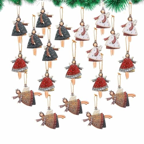 20 Stück Kleine Engel Anhänger für Weihnachtsbaum,Weihnachtsanhänger Dekoration,Holz Schutzengel Geschenk,Christmas Christbaumschmuck Decorations Weihnachtsbaumschmuck Bastelset Geschenkanhänger