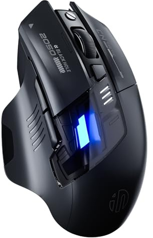 INPHIC Ratón inalámbrico M8 para computadora portátil, silencioso y ergonómico, receptor USB de 2.4 G, nivel de batería visible portátil para PC, Mac, Chromebook