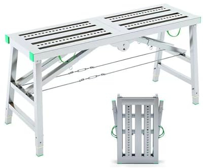 Torre de andamio ajustable y banco de trabajo plegable de 180 x 37 cm, ideal para proyectos de bricolaje, lavado de coches, limpieza de interiores y exteriores, escalera versátil para tareas de