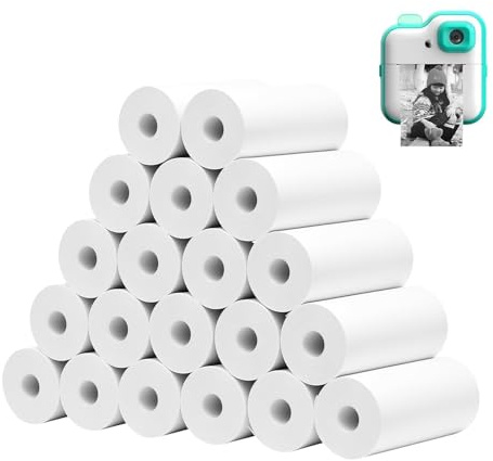 Holtrae 20 Rouleaux Papier Thermique Appareil Photo Enfant, 57 x 25 mm Rouleau Papier Appareil Photo Enfant, Papier Photo Imprimante à Couleur Longue Durée, Imperméable et Résistant à l’huile