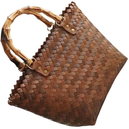 LIFKOME Borsa Intrecciata da Spiaggia Capiente Manici, | Tessitura Fine in Paglia, Struttura Leggera, Tonalità Caffè, per Uscite Quotidiane e Momenti all'Aperto