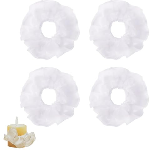 VAEIORP 4 Stück Tropfschutz Kerzentropfschutz Taufkerze Tropfenfänger Kerzenrock für Taufkerzen, Kommunionkerzen, Hochzeitskerzen (3-5cm Durchmesser) (Weiß)