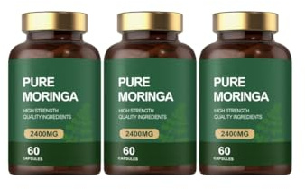 Moringa biologica, 60 conteggi con polvere di foglie di pura moringa, per energia e vitalità quotidiane,3PCS