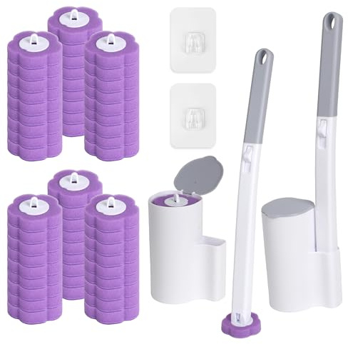 Scopino WC Usa e Getta, Set da 2 con 54 Ricariche, Scopino Bagno WC