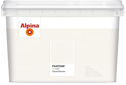 ALPINA x PANTONE Wandfarbe Weiß (Cloud Dancer 11-4201) - Matte Innenfarbe 2,5 L für ca. 15 qm, hohe Deckkraft & lösemittelfrei - PANTONE Color of the year 2026