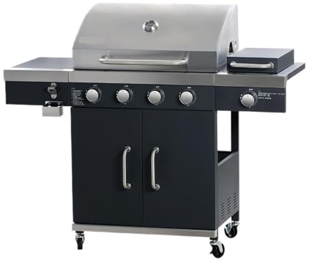 Charcoal Stainless Steel American Gas BBQ Grill, Outdoor Backyard Grille for 5+ People