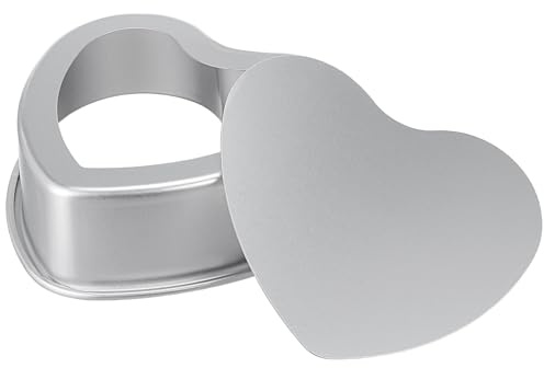 DEARMAMY Tortiera a Forma di Cuore in Alluminio Anodizzato 8,4 con Fondo Rimovibile e Rivestimento Antiaderente, Stampo da Forno per Mini Torte, Cheesecake e Dessert, per Compleanni