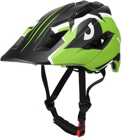 Domary Avtagbar Helhjälm för Barn Sportskyddshjälm för Cykling åkning Rullskridskor Stark PC EPS-skum Stötdämpning 13 Luftventiler Solskydd Justerbar Urtavla Avtagbar Liner 52 56cm (Grön)