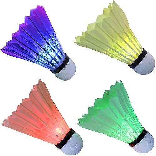 Arespark LED Badminton Birdies, Badminton Shuttlecocks LED | Dark Night Colorful Goose Feather Glow Lighting, Light Up Moineau Badminton Ball 4/8 Pack