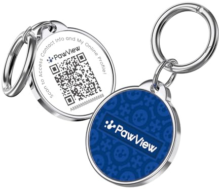PawView Hundemarke mit QR Code, personalisierbare digitale Hundemarke, wasserdichter leichter Haustier ID Anhänger mit sicherem Clip-Ring, smartes Haustierprofil, für Hunde & Katzen