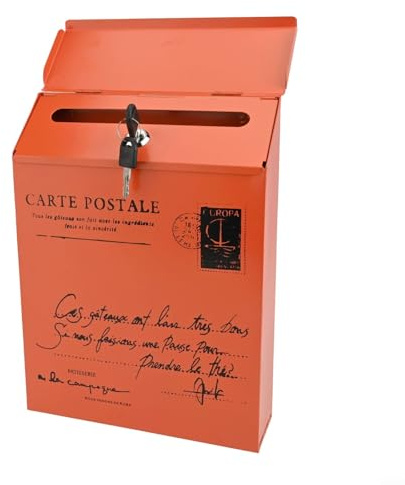 Cassetta Postale da Parete in Ferro, Stile Retrò Vintage per Lettere e Giornali, con 2 Chiavi, Cassetta per Posta Esterna Resistente alle Intemperie, 30 x 22 x 7 cm