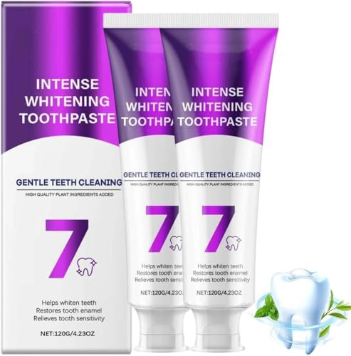 7-Pro Intensive Zahnaufhellungs-Zahnpasta, Intense Whitening 7 Pro, 120g Intensive Zahnaufhellung Zahnpasta, Frischer Atem, Gesundes Zahnfleisch, Sanfte Formel für weißere Zähne & Frischen Atem