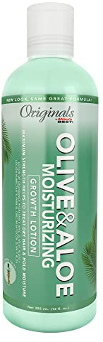 Originals by Africa's Best Olive & Aloe Moisturizing Growth Lotion, Ultimate Hydration Finishing Step, For All Hair Types and Textures, Petroleum & Mineral Oil Free, 12 oz