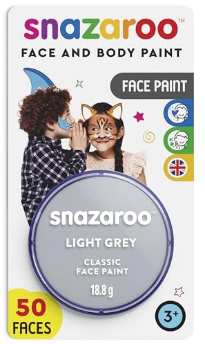 Snazaroo 1119122 Schminkfarbe - Hellgrau , 18ml Blister - hautfreundliche Gesichtschminke auf Wasserbasis, wasservermalbar, parabenfrei, Face & Bodypaint Farbe für Kinder & Erwachsene