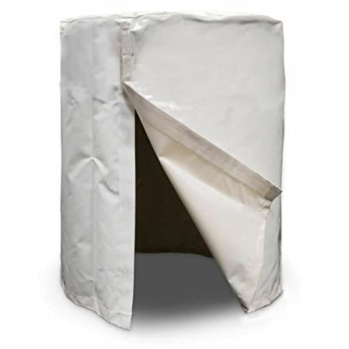 Moose Supply 55 Gallon Rain Barrel Cover, White Vinyl, Waterproof Drum Protector with Hook and Loop Closure, for Canopy Tent Weights and Outdoor Storage 24 x 36 Inch, Fits Most 55 Gallon Drums