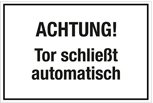 WANDKINGS Hinweisschild - Achtung! Tor schließt automatisch! - stabile Aluminium Verbundplatte - Wähle eine Größe - 20x15 cm