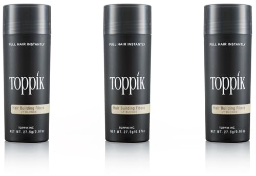 TOPPIK 3x 27,5 g Haarverdichter Streuhaar Haarverdichtung Schütthaar Hair Fibers Farbton Hellblond Light Blonde