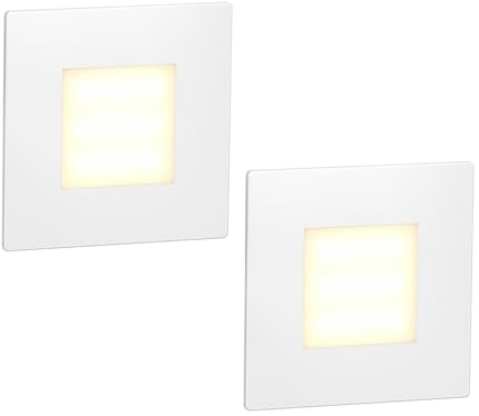 ledscom.de 2x LED Treppenlicht/Wandeinbauleuchte FEX für innen und außen, eckig, 85 x 85mm, warmweiß