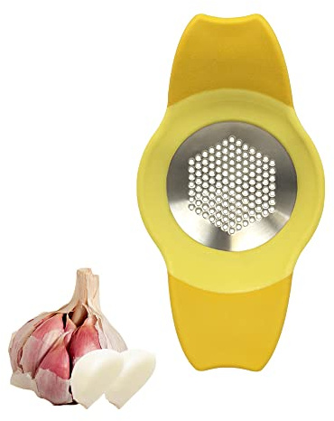 Calitek Garlic Press Garlic Rocker Crusher Mincer Food Grade Stainless Steel Blade with Non Slip Handles Dishwasher Safe
