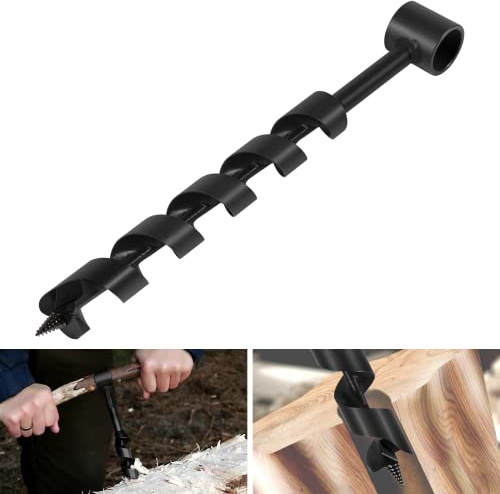2,5 x 30,5 cm Scotch Eye Holz-Schlangenbohrer – 2,5 cm Handschneckenschlüssel, manueller Lochmacher – Multitool für Bushcraft-Siedler, Ausrüstung, Rucksack und Camping-Überlebenswerkzeug