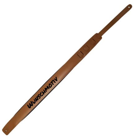 DER BANDMARKT Hochwertiger Gepolsterter Leder-Gitarrengurt mit Motiv-Gravur | Gitarrengurt aus gepolstertem Leder für E-Gitarre, Westerngitarre, Akustik Gitarre oder Bass (Hellbraun)