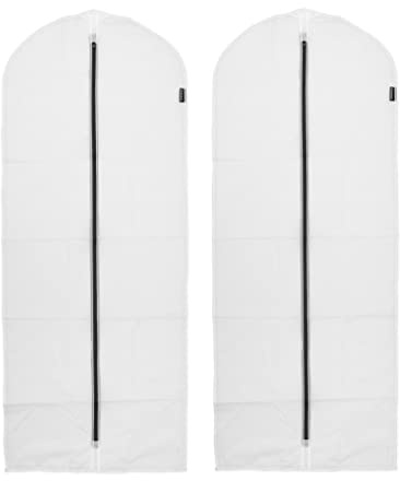 Brabantia - Kleiderschutzhüllen XL - Kleiderschutztasche - Transparenter Hängesack - Kleiderschrank Aufbewahrung - Kleiderständer Organisator - für Mäntel & Kleider - 2er-Set - White - 60 x 150 cm
