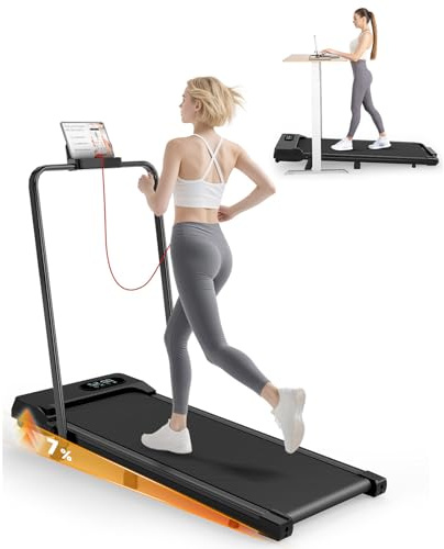 Tapis de Course Pliable avec Pente Réglable 7% – Tapis Roulant Électrique Silencieux 8 km/h, Moteur 2,5HP, Surface Large 40cm, Cadre Renforcé, Écran LCD, Charge 130kg – Maison & Bureau (Noir)