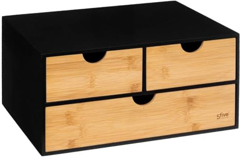 5five - Tour de Rangement Bureau 3 tiroirs Bambou bava Noir