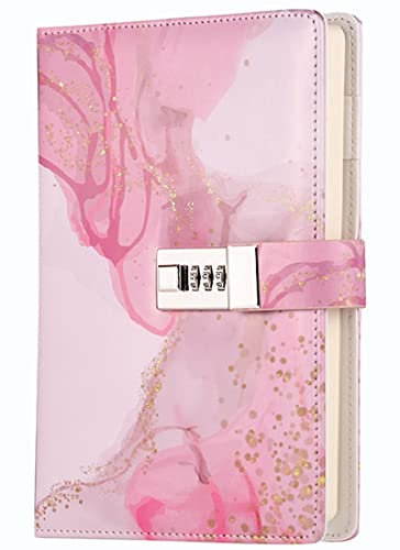 Dzhzal Diary with Lock for Girls Boys and Women Lockable Leather Journal with Combination Lock Refillable Lined Paper Locking Diaries A5