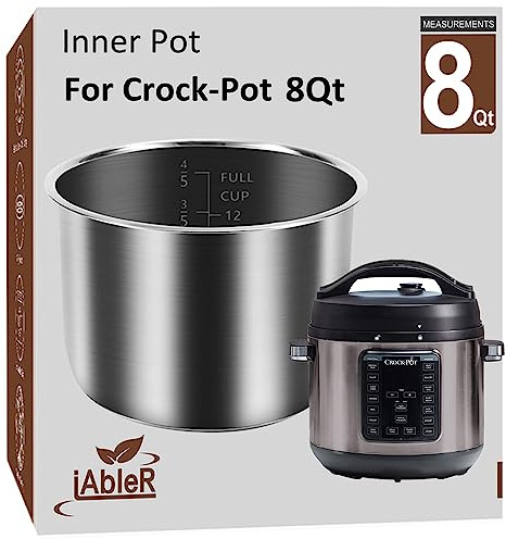 Pentola interna originale per Crock Pot 8 Quart - Pentola di ricambio in acciaio inossidabile per Crock-Pot 8 Qt Multi-Cooker Crockpot XL Parti di accessori per pentola a pressione