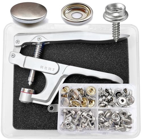 Druckknöpfe zum Schrauben 15mm Metal Druckknopf mit Befestigungswerkzeug für Bootsabdeckungen Reparieren Von Segeltuch, NäHen, Leinwand, Planen Ersetzen Von MetallverschlüSsen