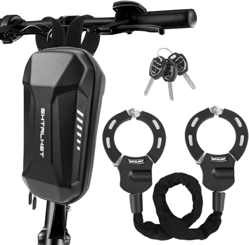 E Scooter Schloss, Handschellenschloss, Schloss für E Scooter mit Rollertasche, Fahrrad Zubehör, Schnittfestes Rollenschloss, Handschellen Kabelschloss für Segway, Ninebot, Xiaomi, NIU Scooter