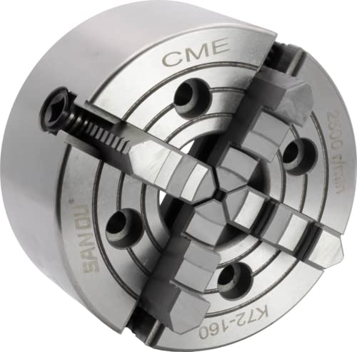 CME 6 4-Jaw Independent Lathe Chuck, Plain (Flat) Back, Reversible Jaws