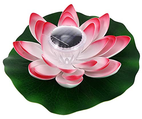 JOEBO Luz Solar de nenúfar, Almohadilla de Lirio Solar, Luces flotantes LED, Luces solares de jardín for Piscina, Estanque, jardín, Agua, luz Nocturna, Luces solares Rojas for Estanque (Color : Red)