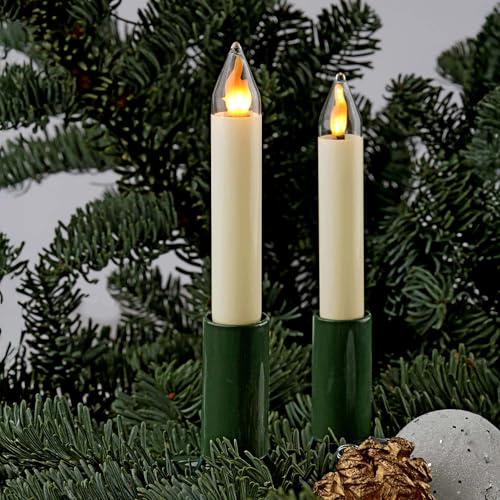 hellum Tannenbaum Lichterkette LED-Filament innen, 20 Kerzen Flammeneffekt | Made in Germany warmweiß, Weihnachtsbeleuchtung mit Clip, 13,30m beleuchtet, Kabel schwarz, teilbarer Stecker <59lm 802092