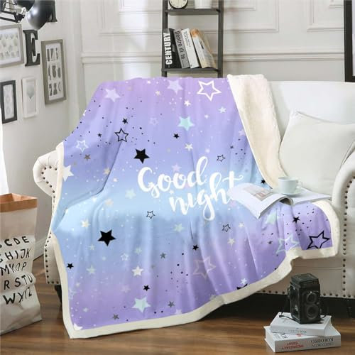 Homewish Stern Decke Blau Lila Verlauf Wurf Decke Für Mädchen Kinder Teen Star Sprint Fleece Decke Romantische Thema Fuzzy Decke Für Frauen Traum Stil Schlafzimmer Dekor Sherpa Decke 100x130