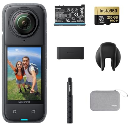Insta360 X4 Endurance Bundle - 8K Waterproof 360 Action Camera, 4K Wide-Angle Video, Invisible Selfie Stick, Removable Lens Guards, 135 Min Battery Life, AI Editing, Stabilization, for Sports, Travel