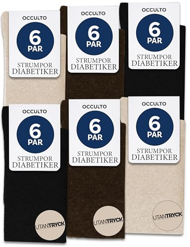 Occulto Diabetesstrumpor Män & Kvinnor 6 pack (modell: Oliver) Brun Mix 39-42